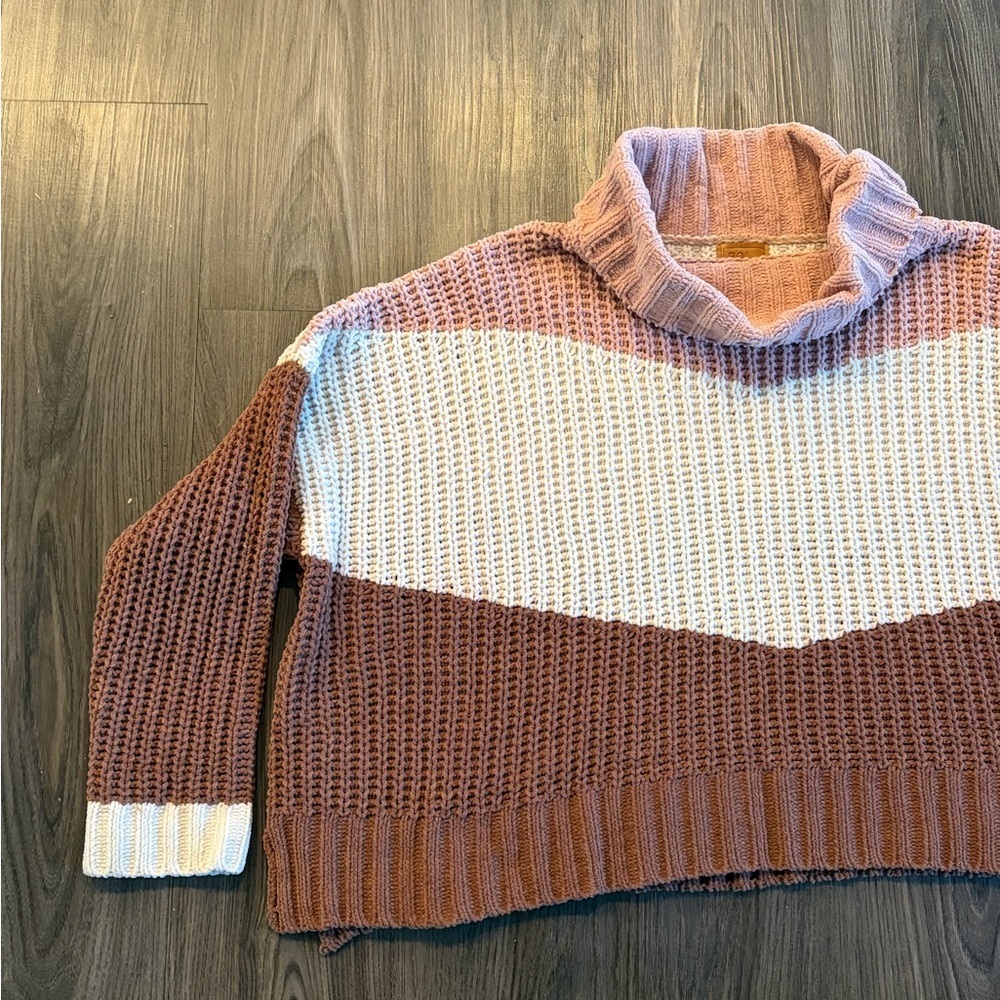 Anthropology POL Chunky Knit Oversized Sweater - Color Block - Size L - Picture 4 of 6